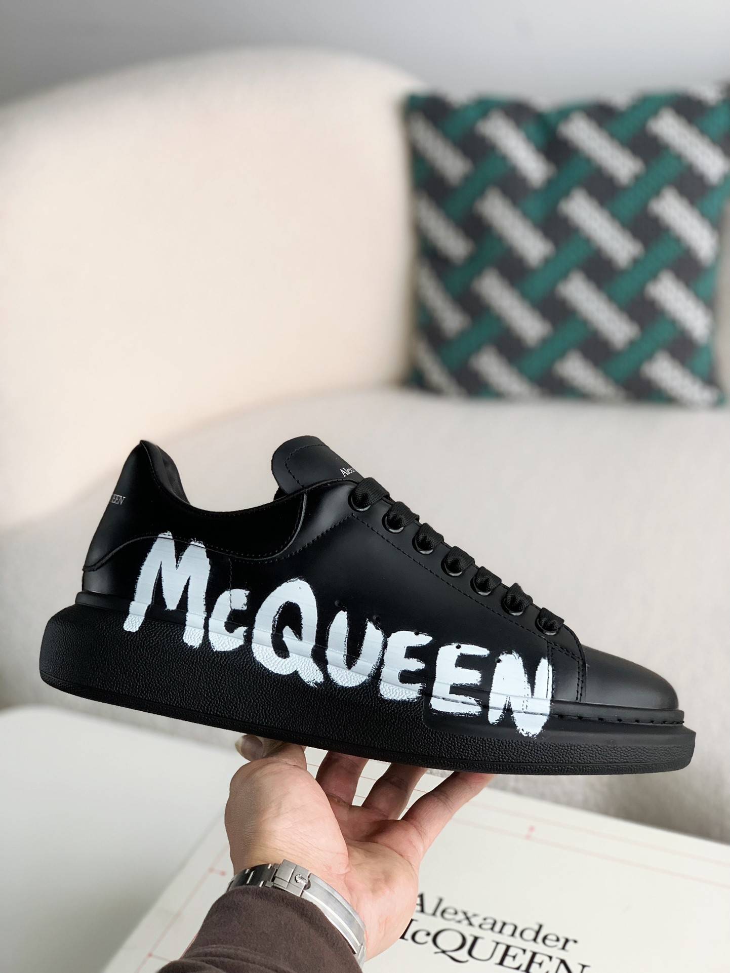 A1exa*der Mcqv*en black letter Sneakers