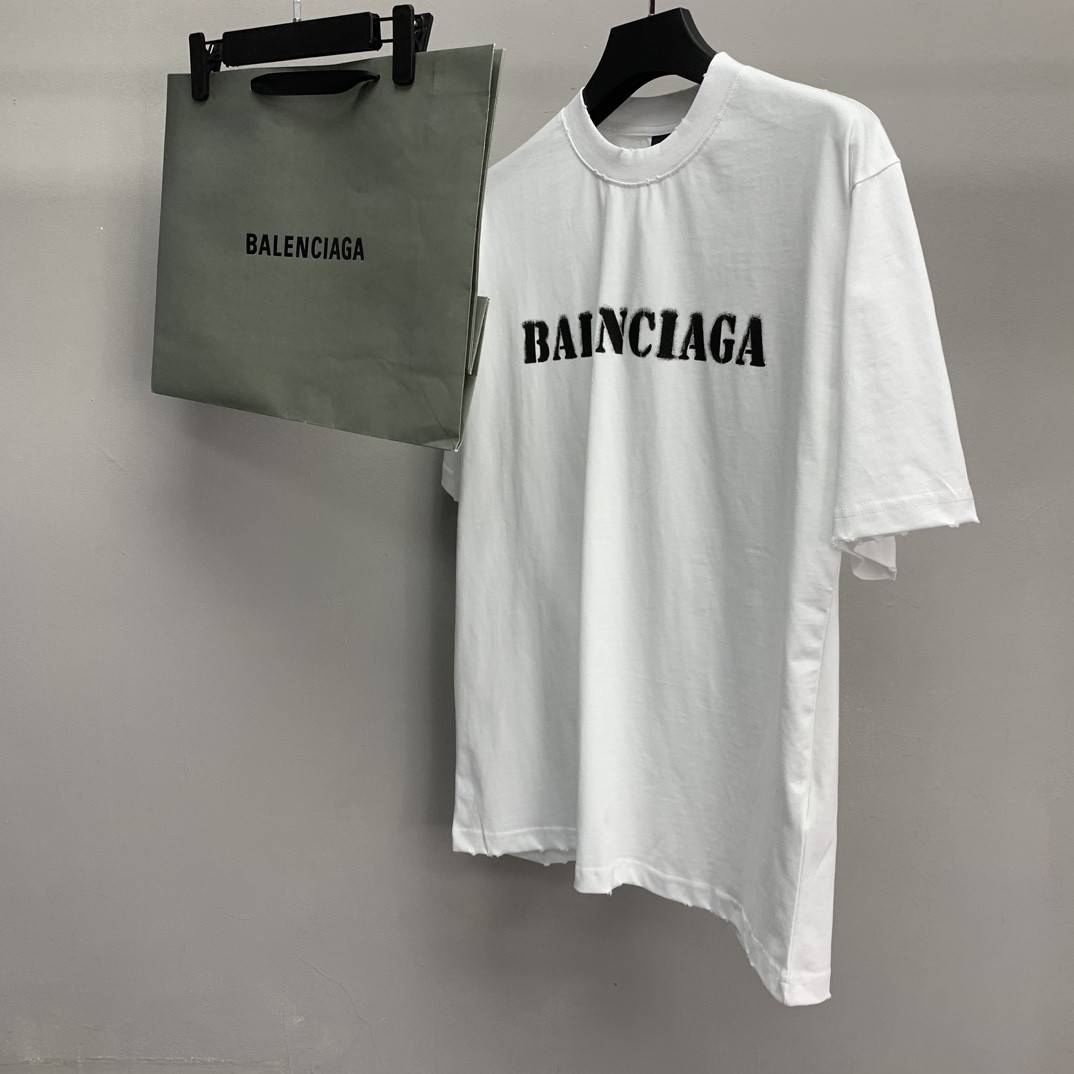 Ba1en*iaga front and back T-shirt with blurred letters