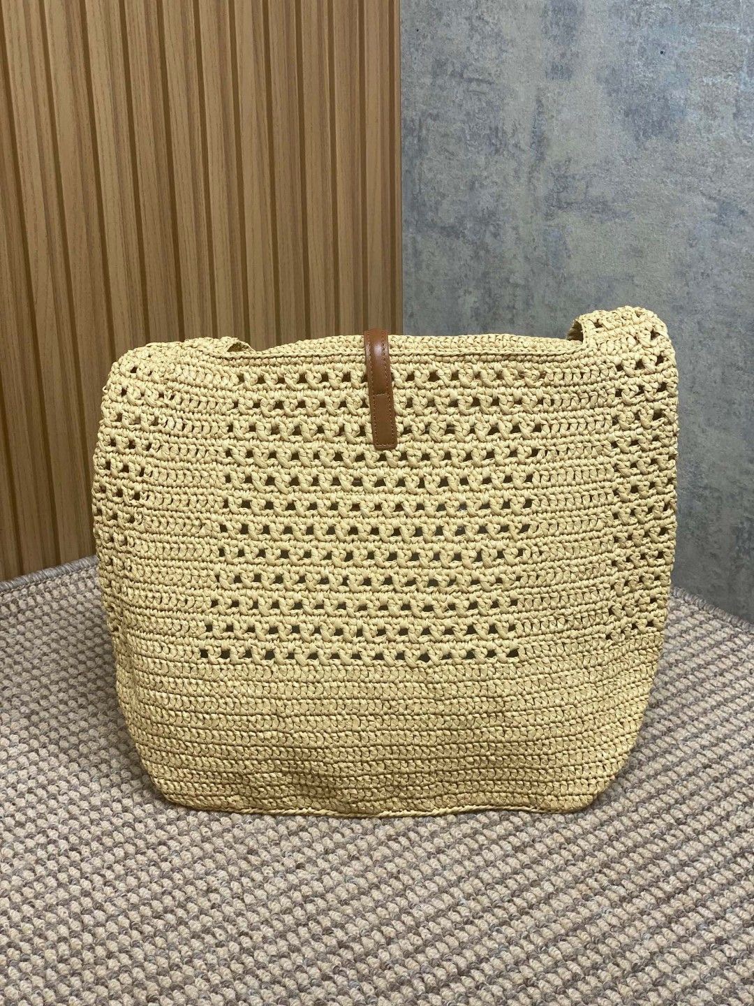 Y51 Apricot Braid/Gold Handmade Braided Bag Raffia Braided Style No.: 690941  Size: 30×37×14cm
