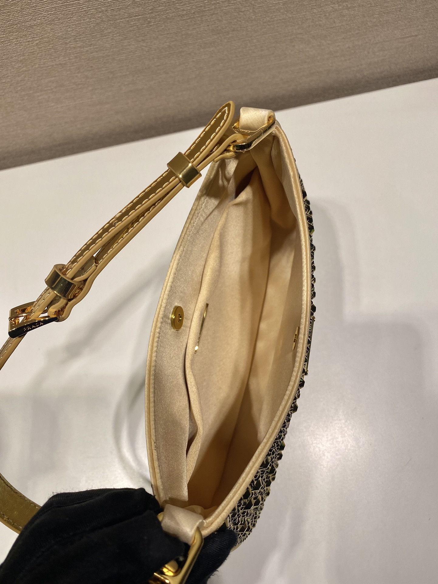 Pra*a Cleo Satin Bag With Crystals