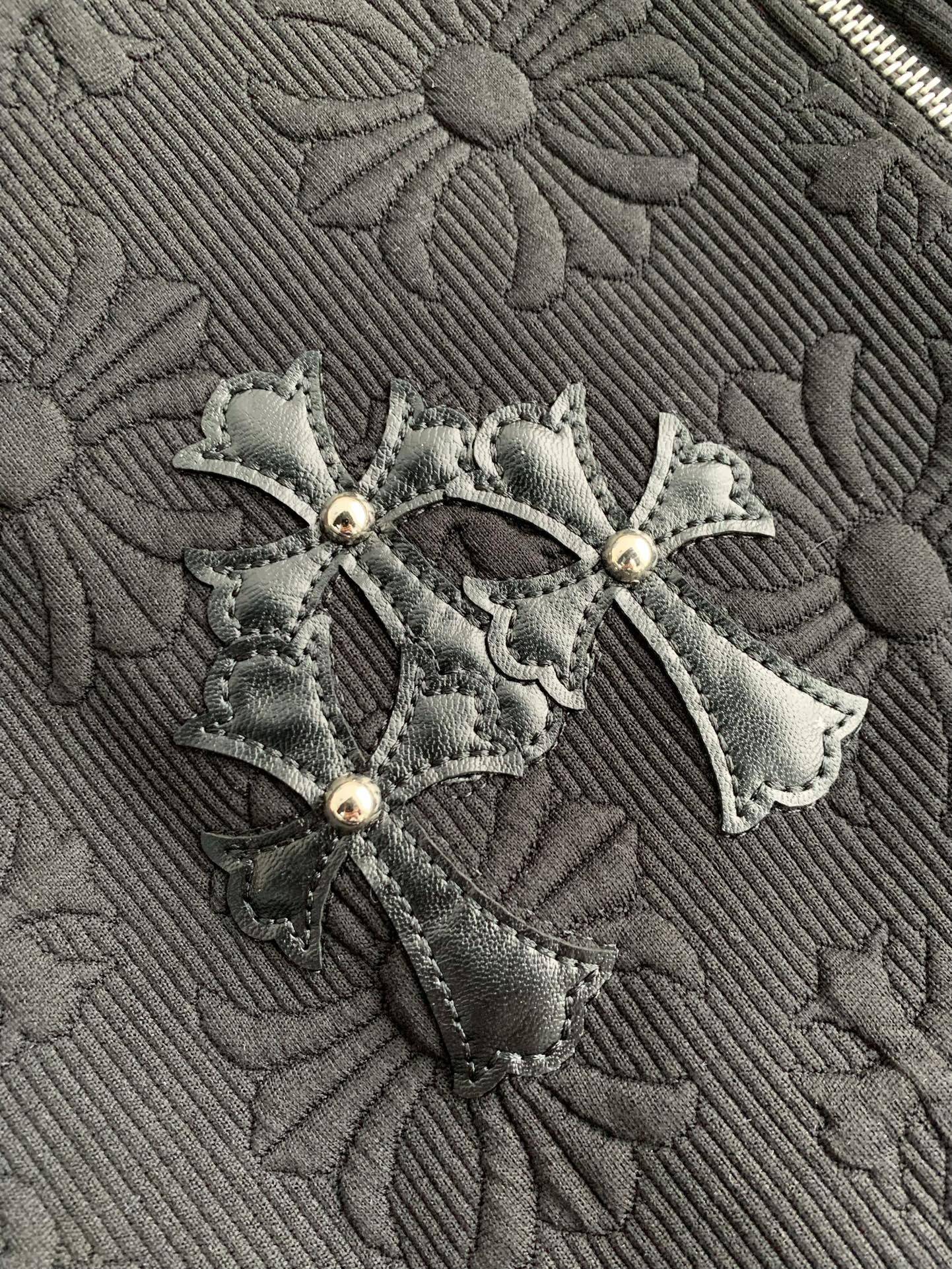 Ch*0me He**ts Embroidered patchwork wool baseball jacket