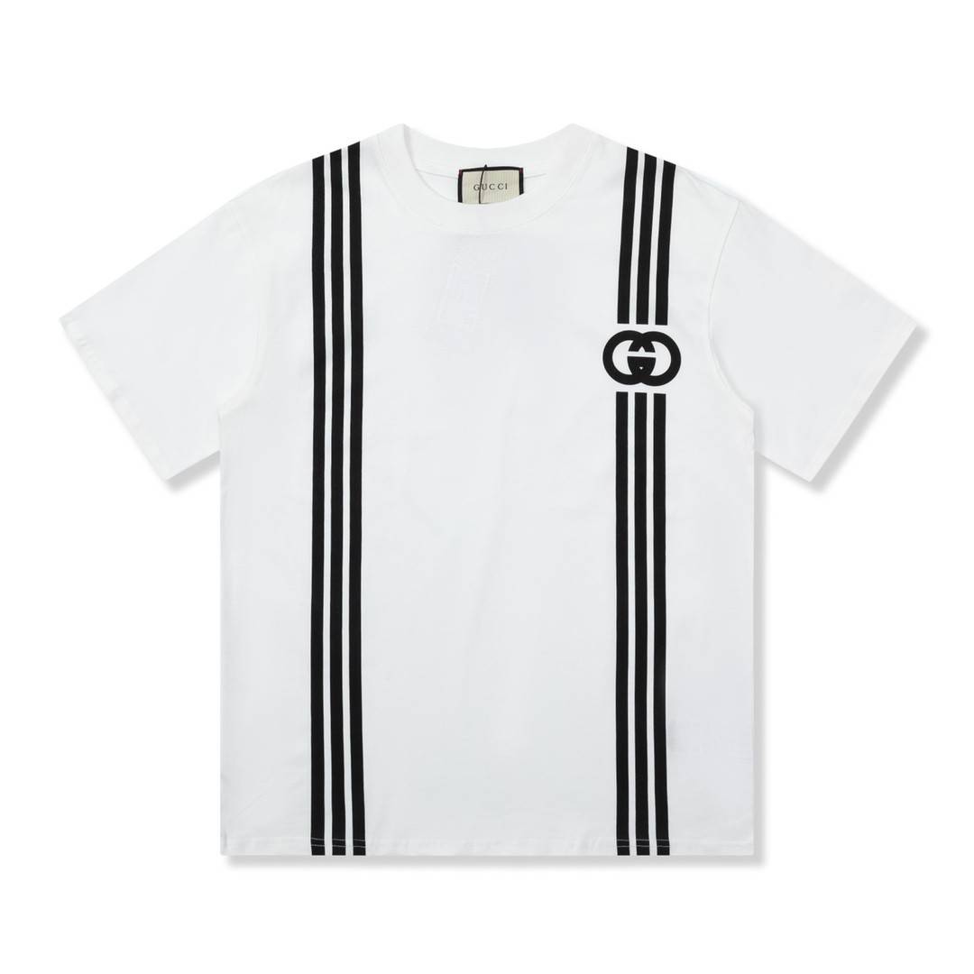 Gvc*1  23SS double G vertical stripe foam printed t-shirt