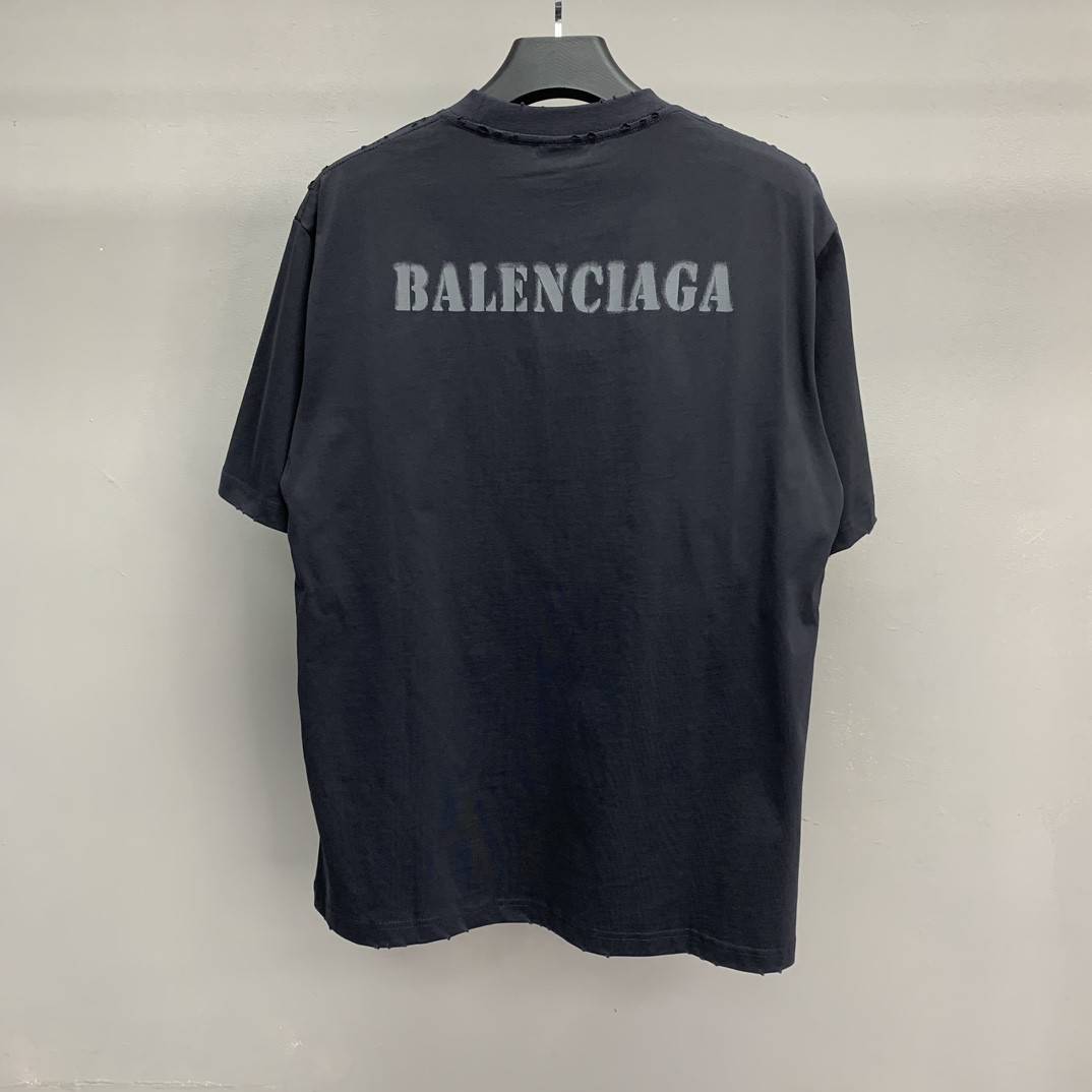 Ba1en*iaga front and back T-shirt with blurred letters