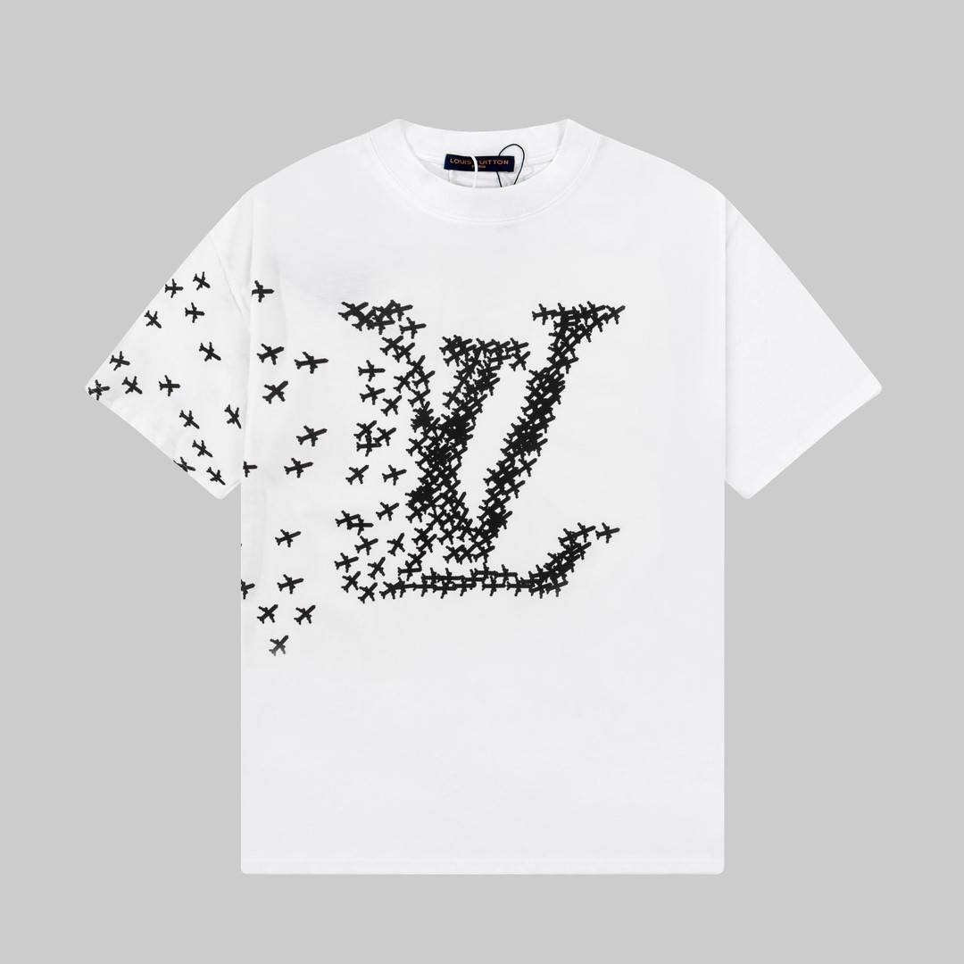 L0vis Vvtt0n 23ss small plane full print pattern gold classic T-shirt