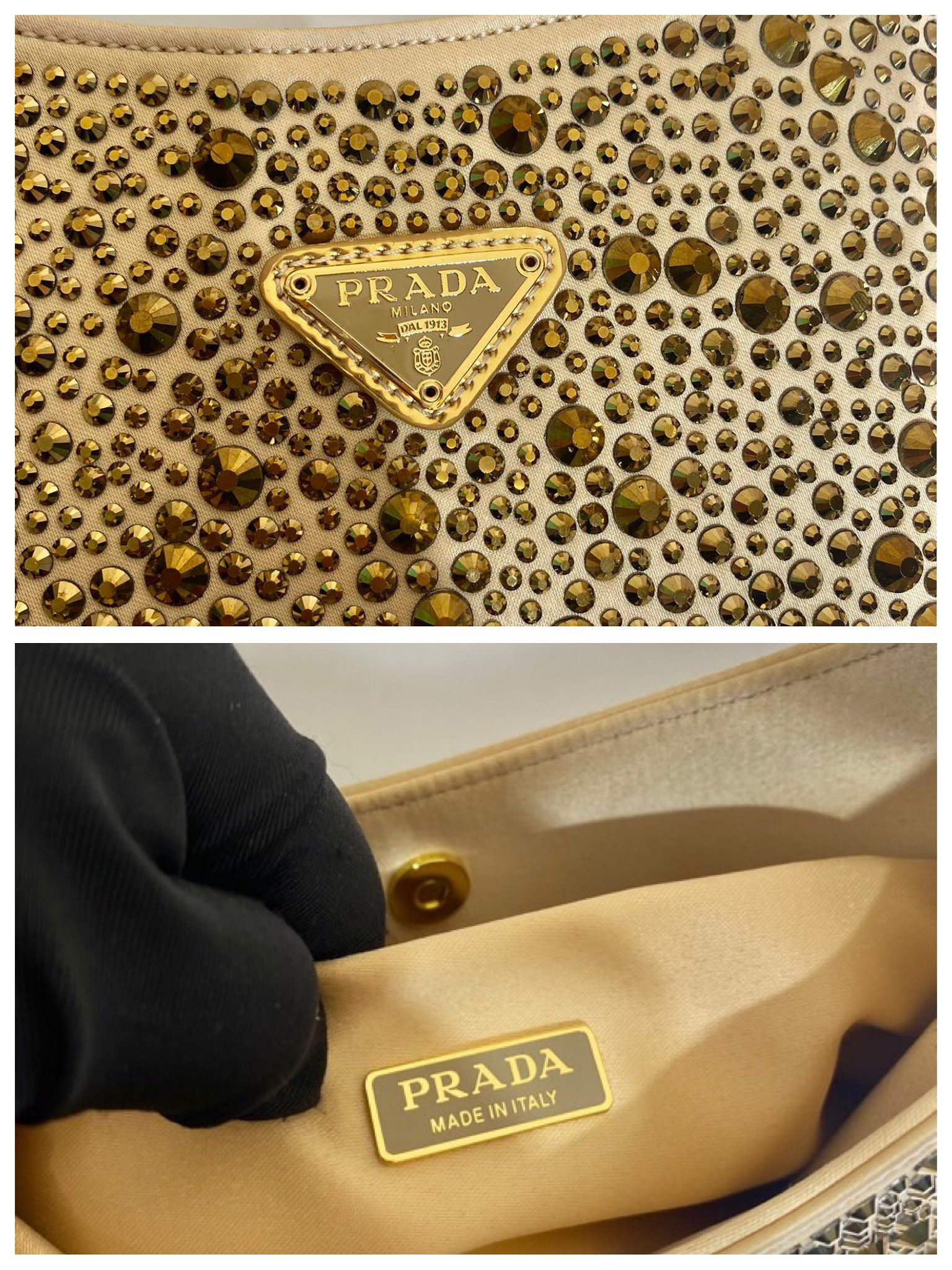 Pra*a Cleo Satin Bag With Crystals