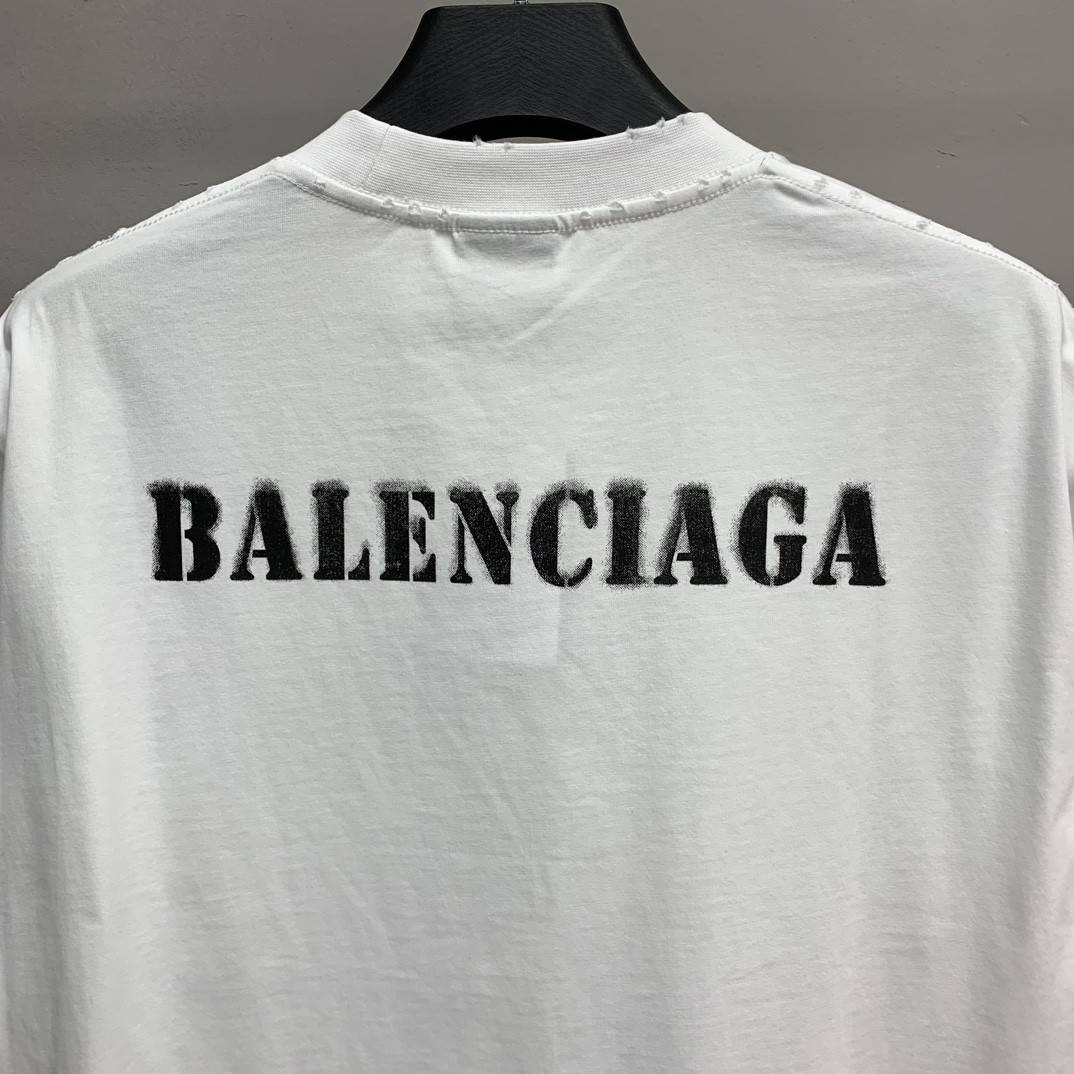 Ba1en*iaga front and back T-shirt with blurred letters