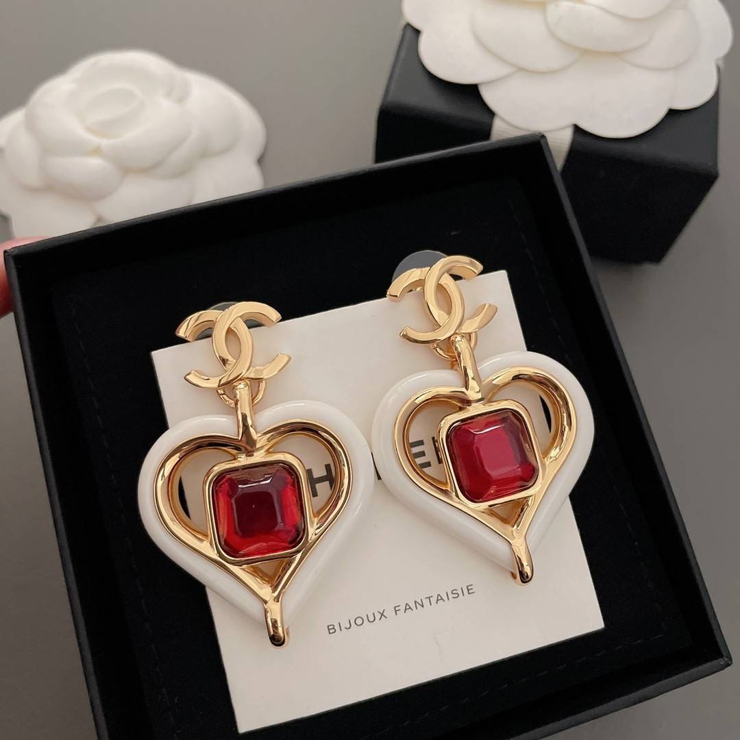 Ch**el Heart Stud Earrings