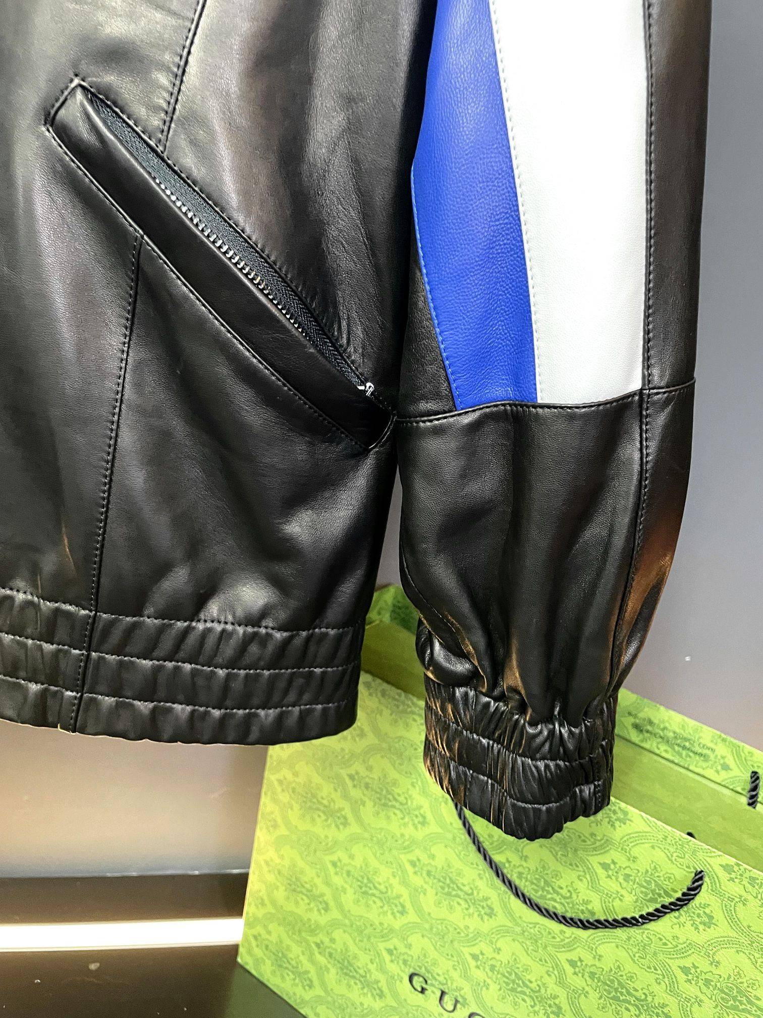Ba1en*iaga 2023 Hooded Leather Jacket