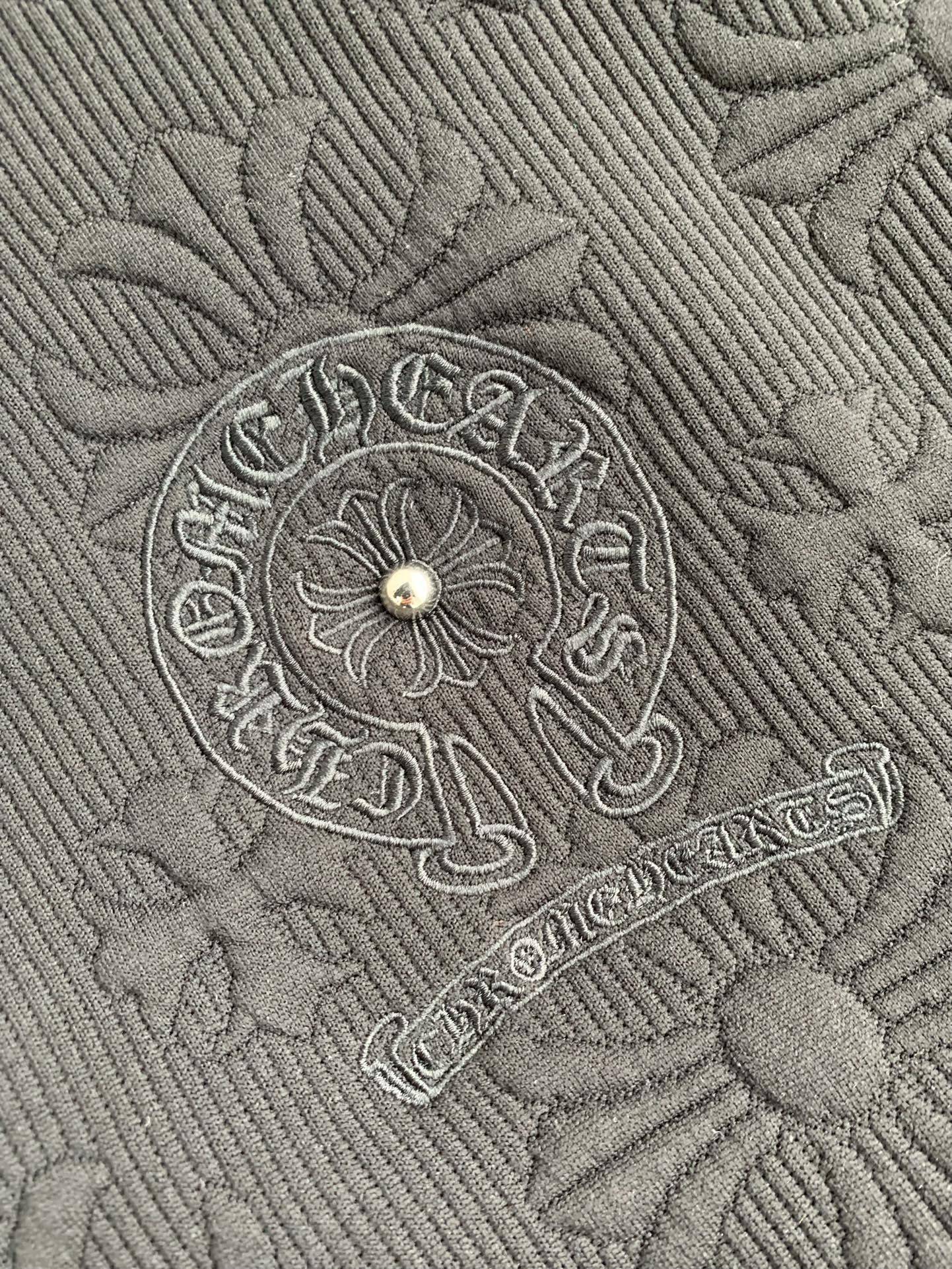 Ch*0me He**ts Embroidered patchwork wool baseball jacket