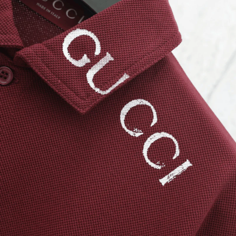 Chic Overlapping Print Polo Shirt