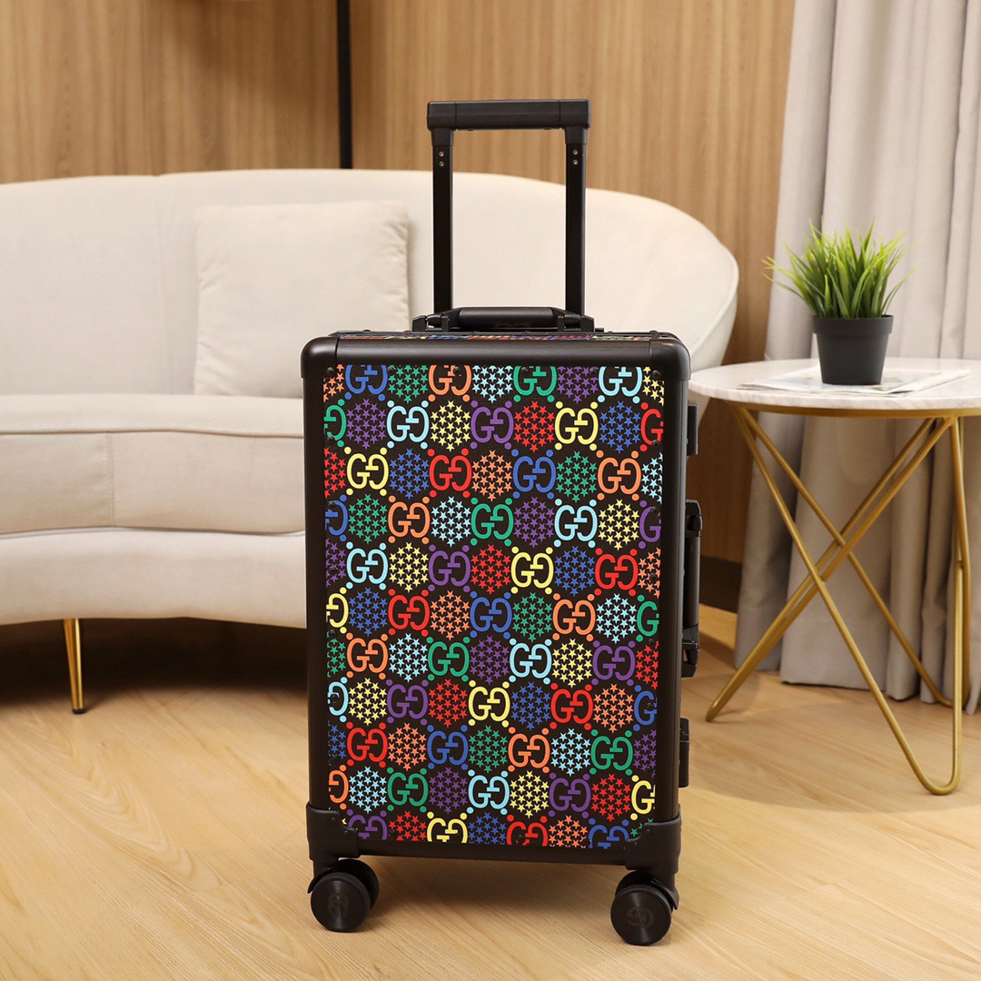 Gvc*1 Luggage/Vintage Trolley Case Classic Flower Pattern Aluminum Frame Size: 20 inches
