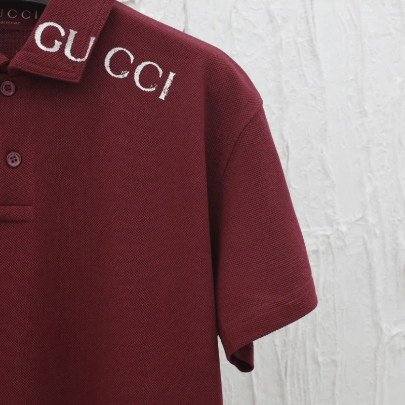 Chic Overlapping Print Polo Shirt