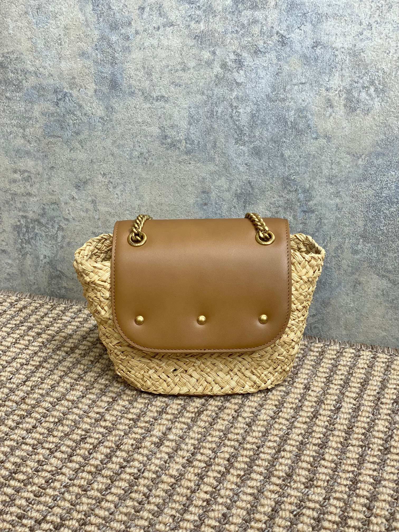 Yves Sa1nt Lau*nt straw mini MANON handmade model: 774269 size: 23x12x6