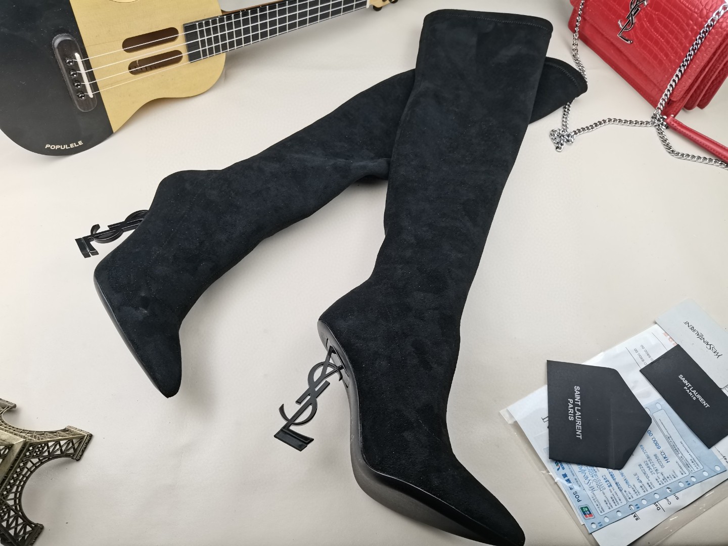 Y51 classic letter metal heel 22-inch boots, elastic boots Heel height: 10.5CM Size: 35-42 (41.42 custom-made, no return or exchange)