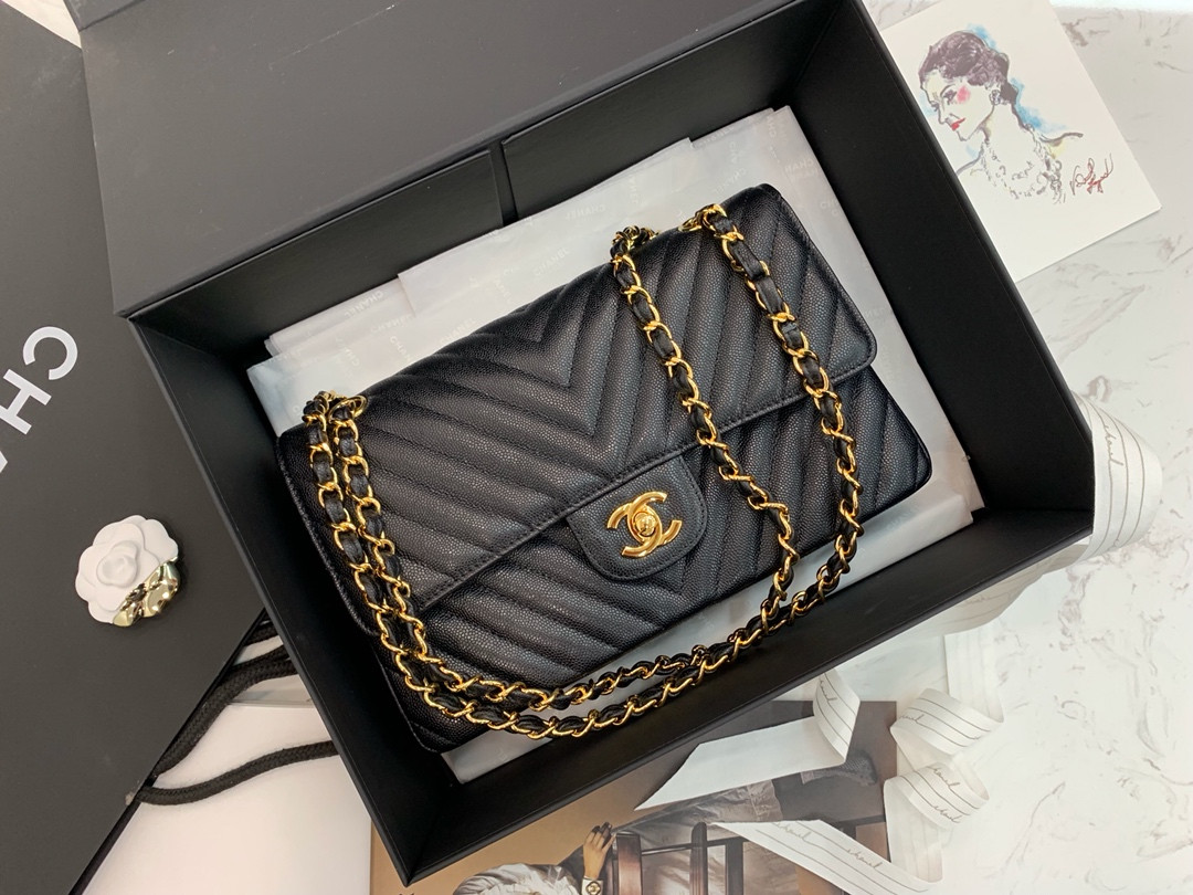 Chanle Classic Flap Bag With Chevron Quilting