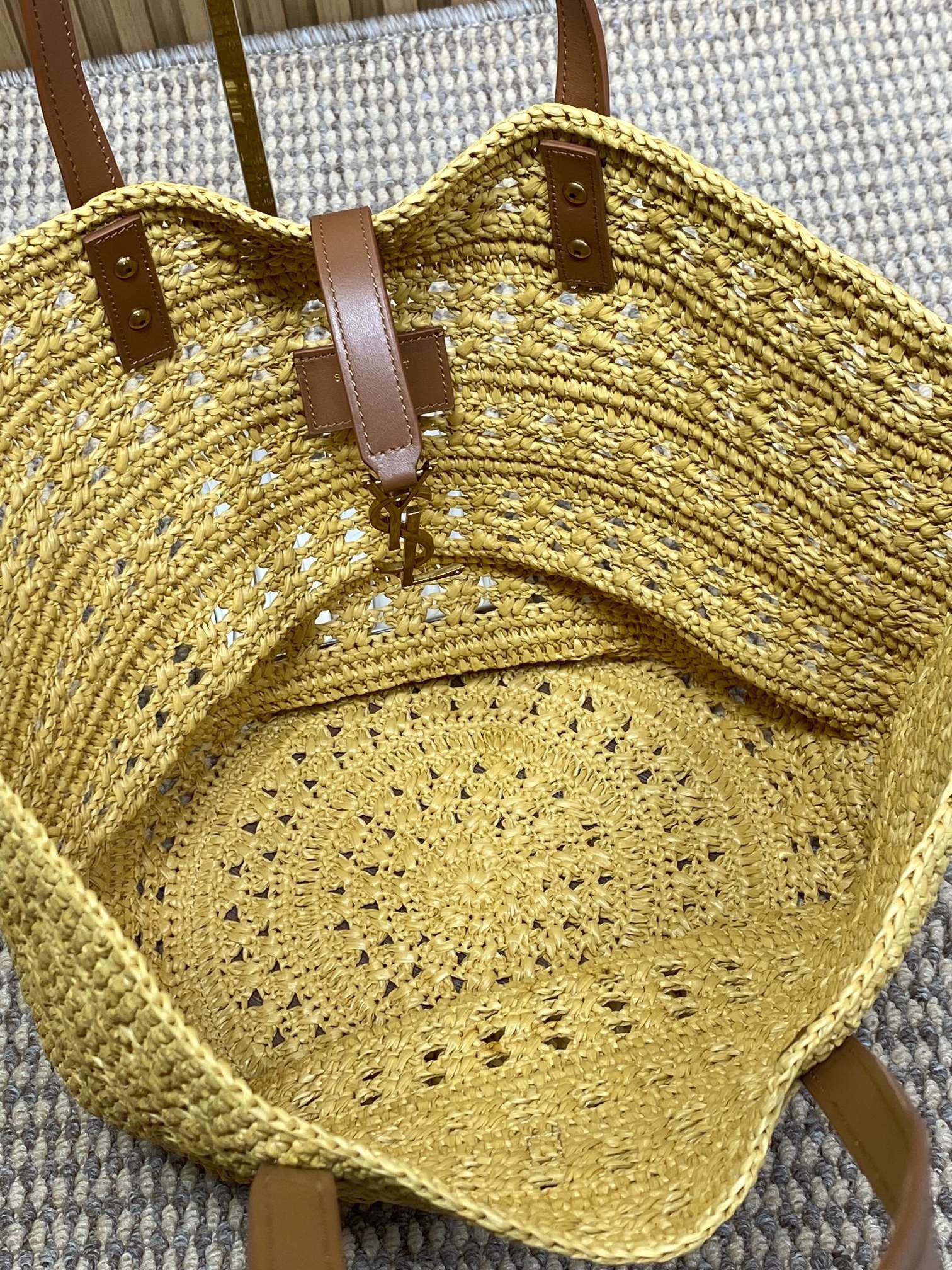 Y51 straw tote basket, pure handmade. 685618 Size: 55*31*28cm