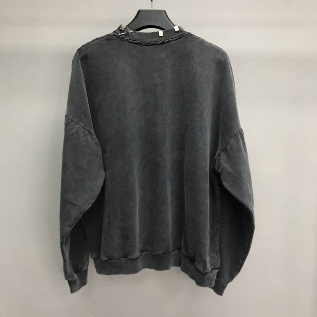 Ba1en*iaga neckline hardware perforated hoodie