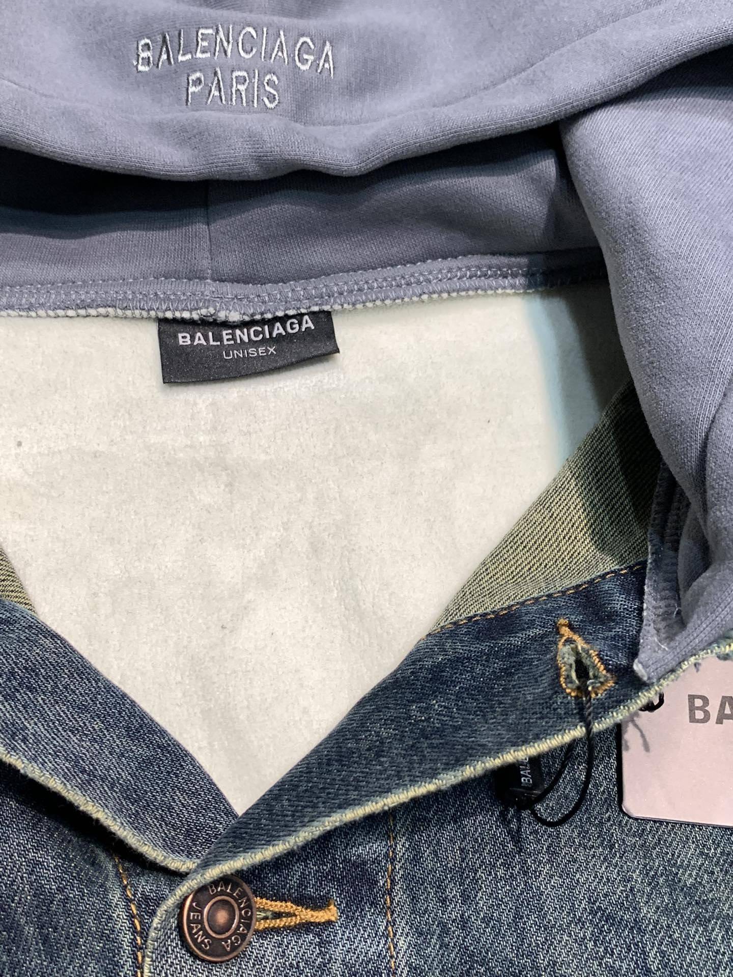 Ba1en*iaga hooded denim jacket