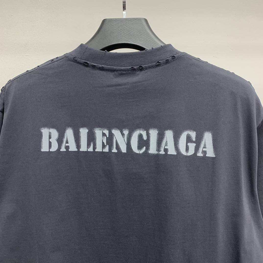 Ba1en*iaga front and back T-shirt with blurred letters