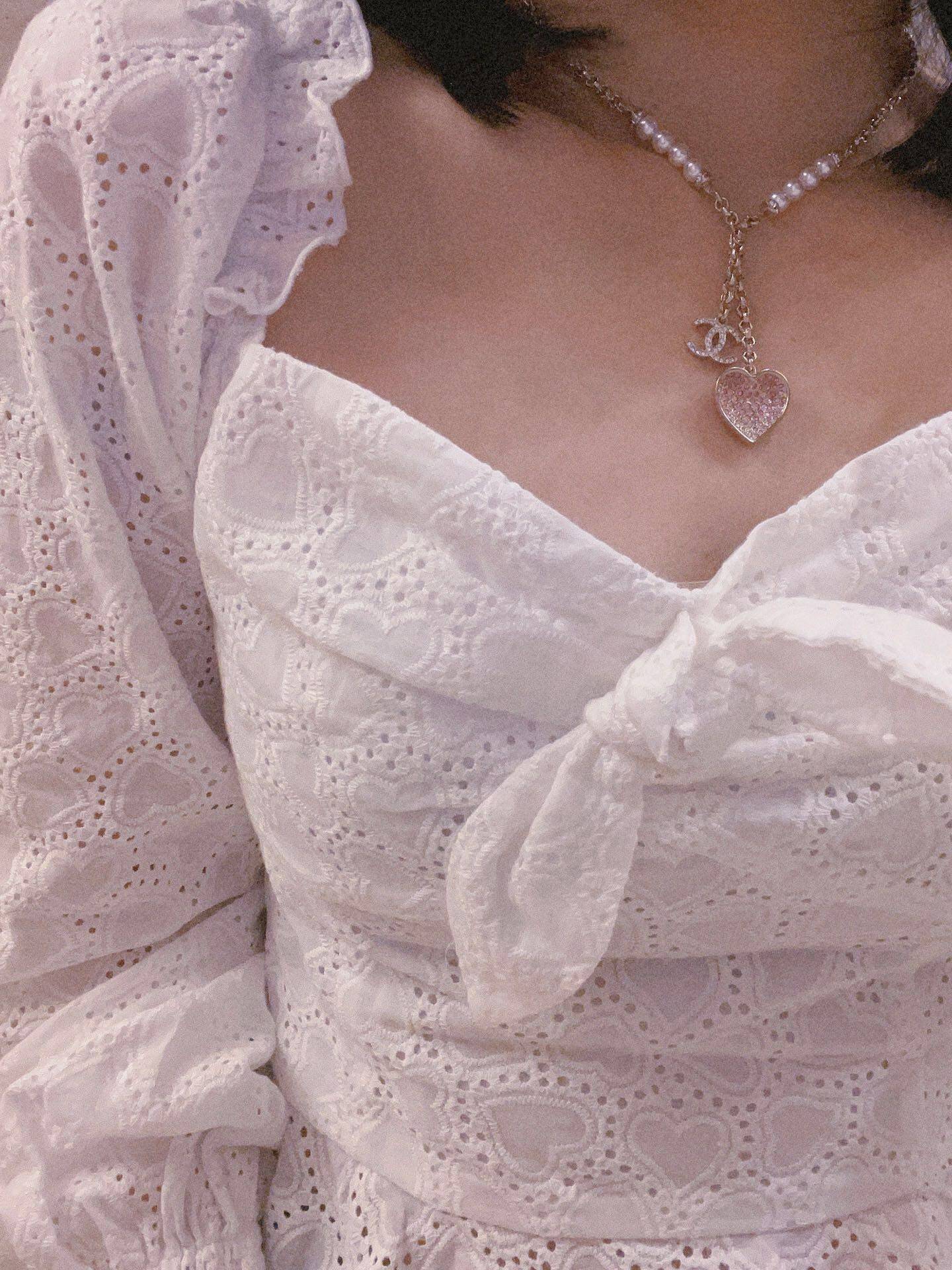 Ch**el Double Pendant Heart Necklace