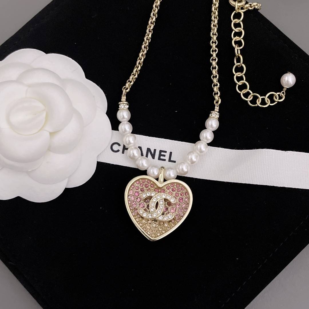 Ch**el Large Double Sided Heart Necklace