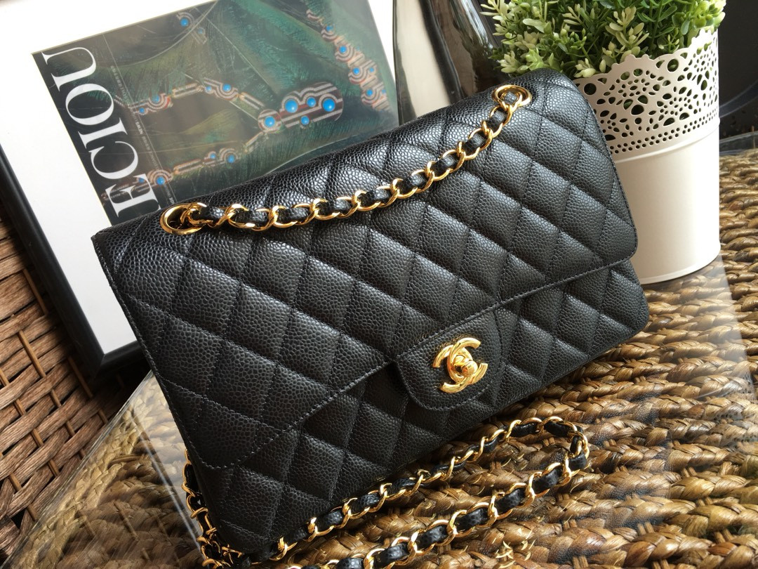 Chanle Classic Double Flap Caviar Leather With Gold Hardware