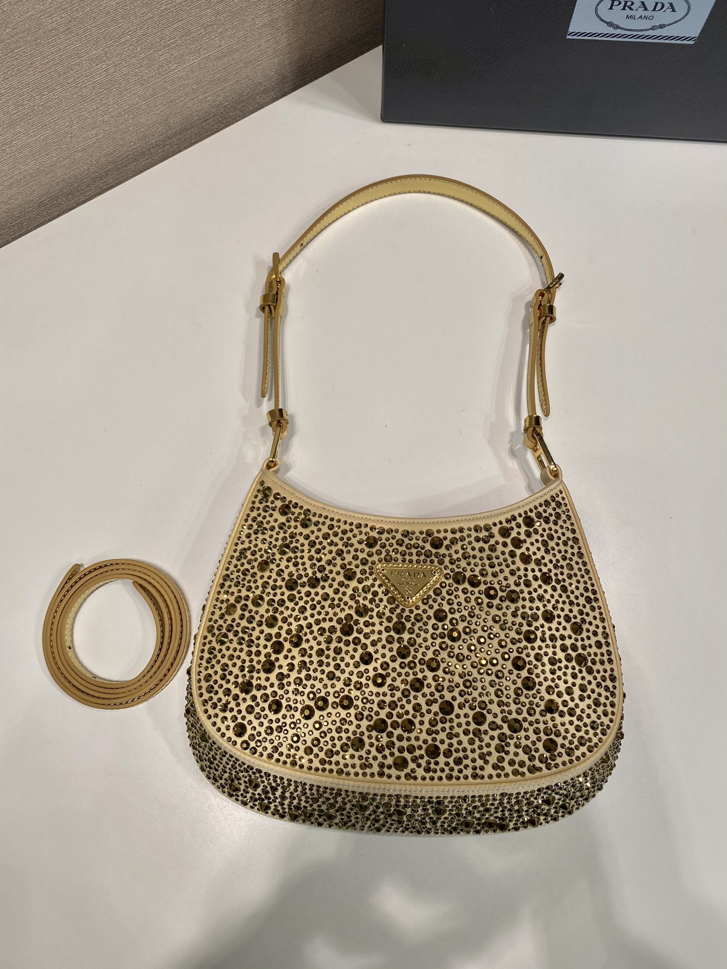 Pra*a Cleo Satin Bag With Crystals