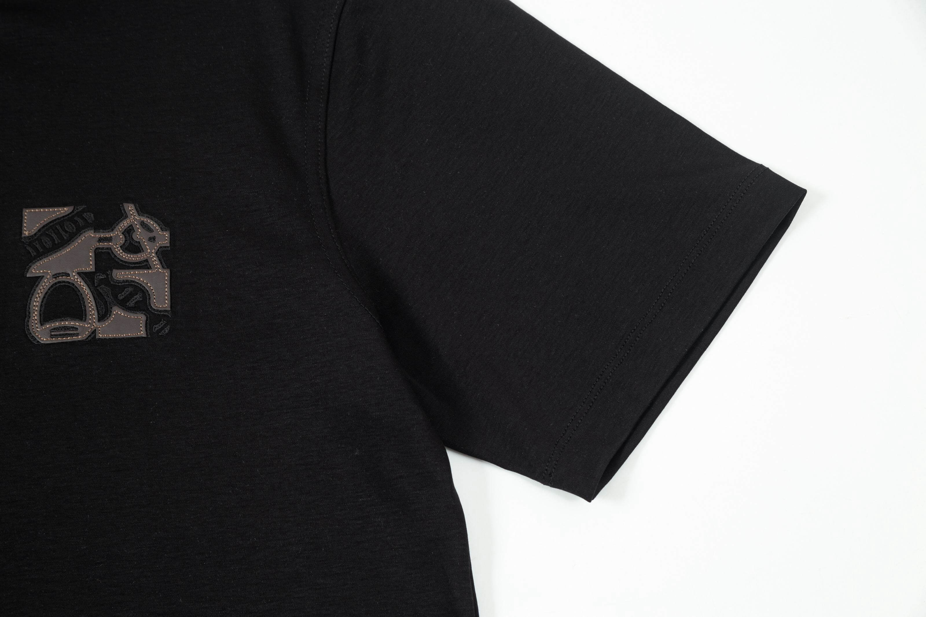 Embroidered Leather Patch T-Shirt