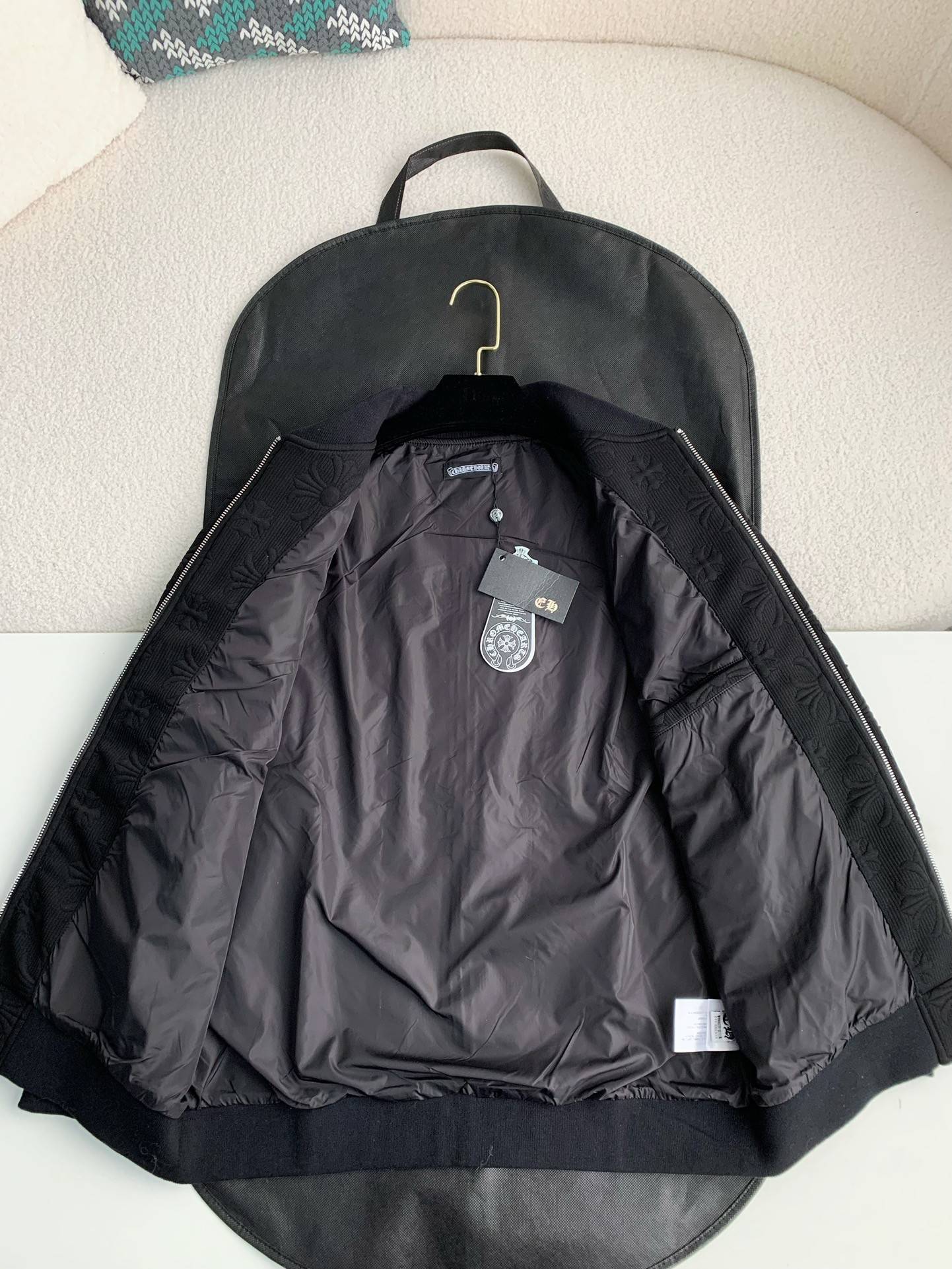 Ch*0me He**ts Embroidered patchwork wool baseball jacket