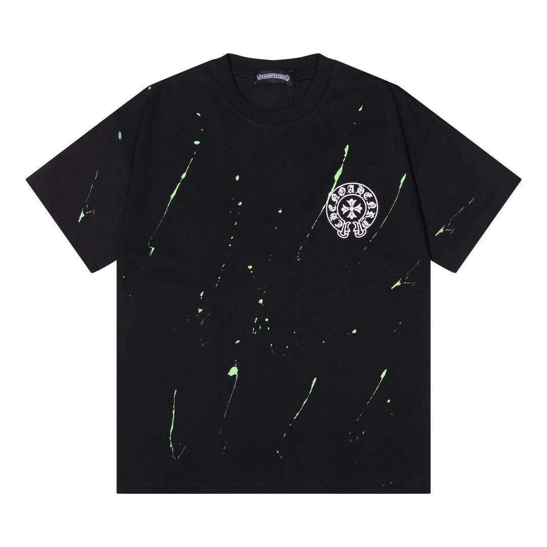 Ch*0me He**ts 24ss Crockett splash ink printing process short sleeve