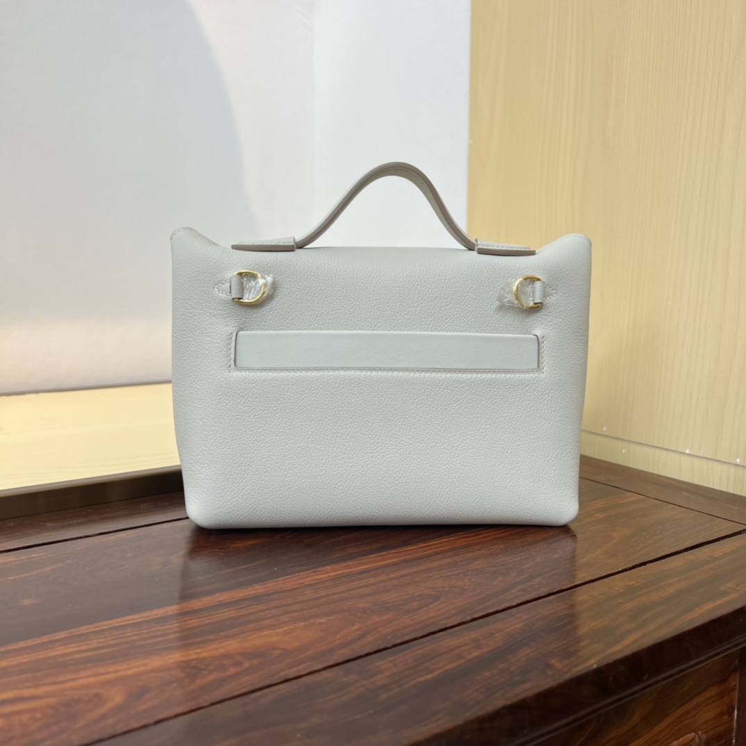 H**me5 new Kelly2424mini handmade glacier white evercolor Swift leather size: 21cm