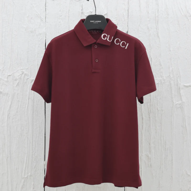 Chic Overlapping Print Polo Shirt