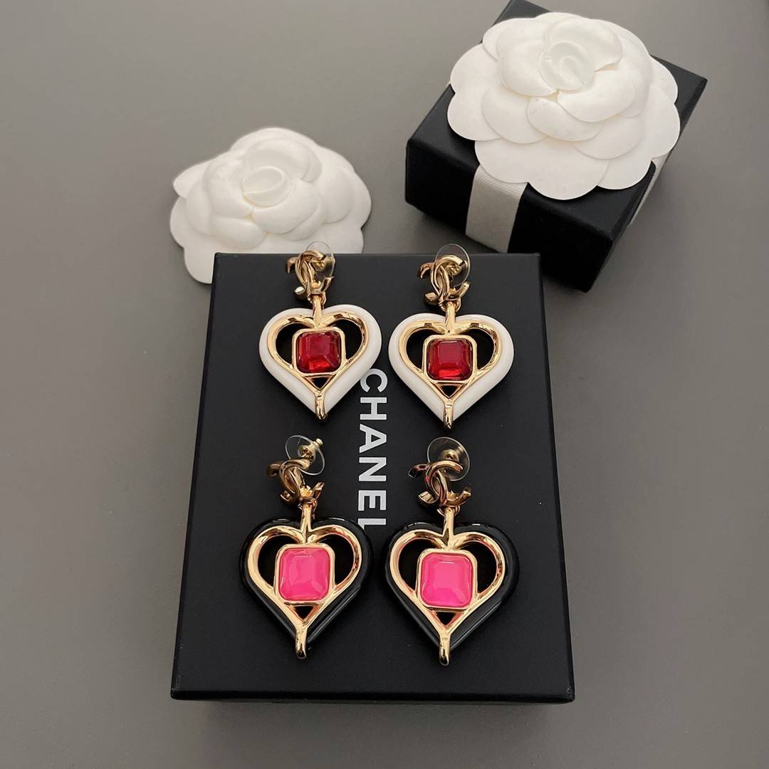 Ch**el Heart Stud Earrings