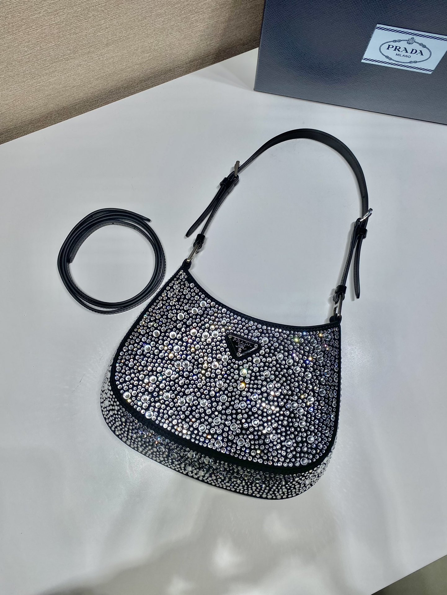 Pra*a Cleo Satin Bag With Crystals