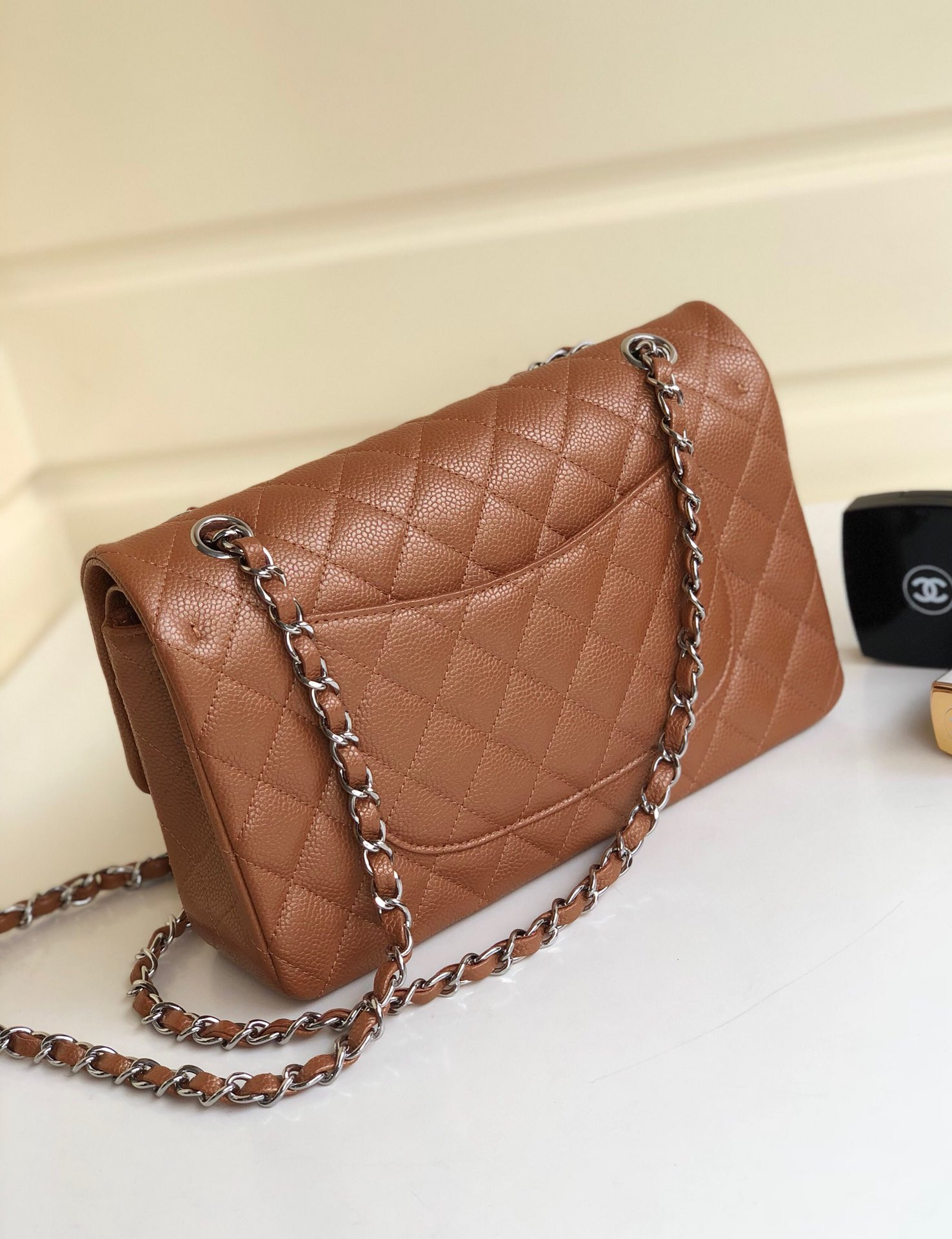 Chanle Classic Double Flap Caviar Silver Hardware