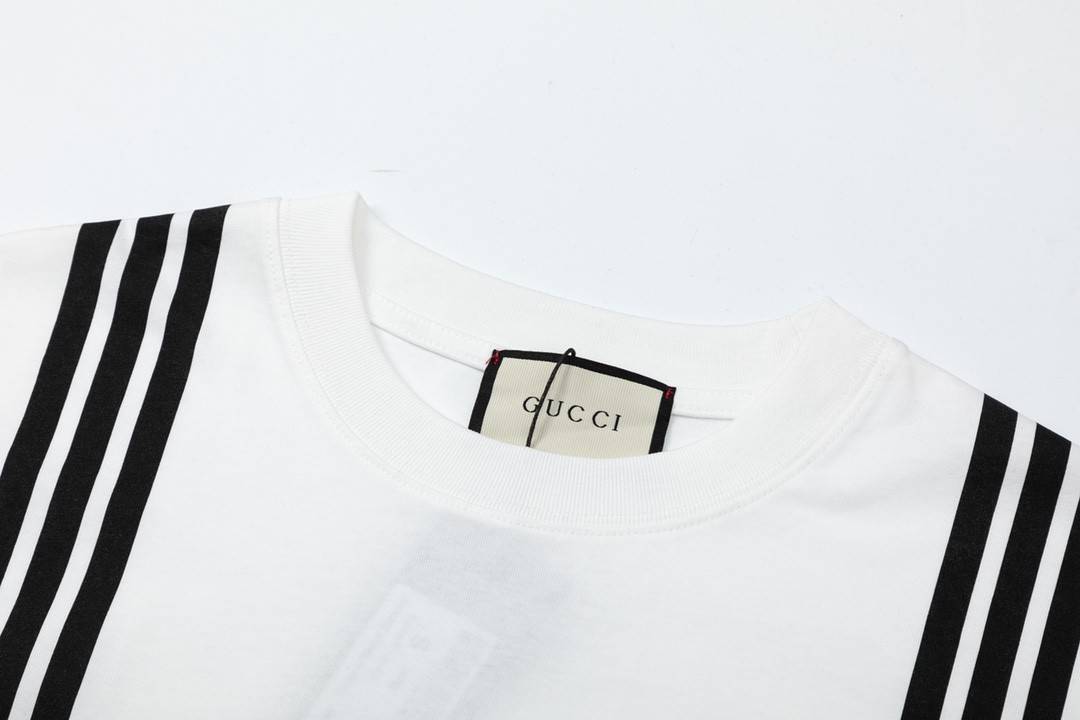 Gvc*1  23SS double G vertical stripe foam printed t-shirt