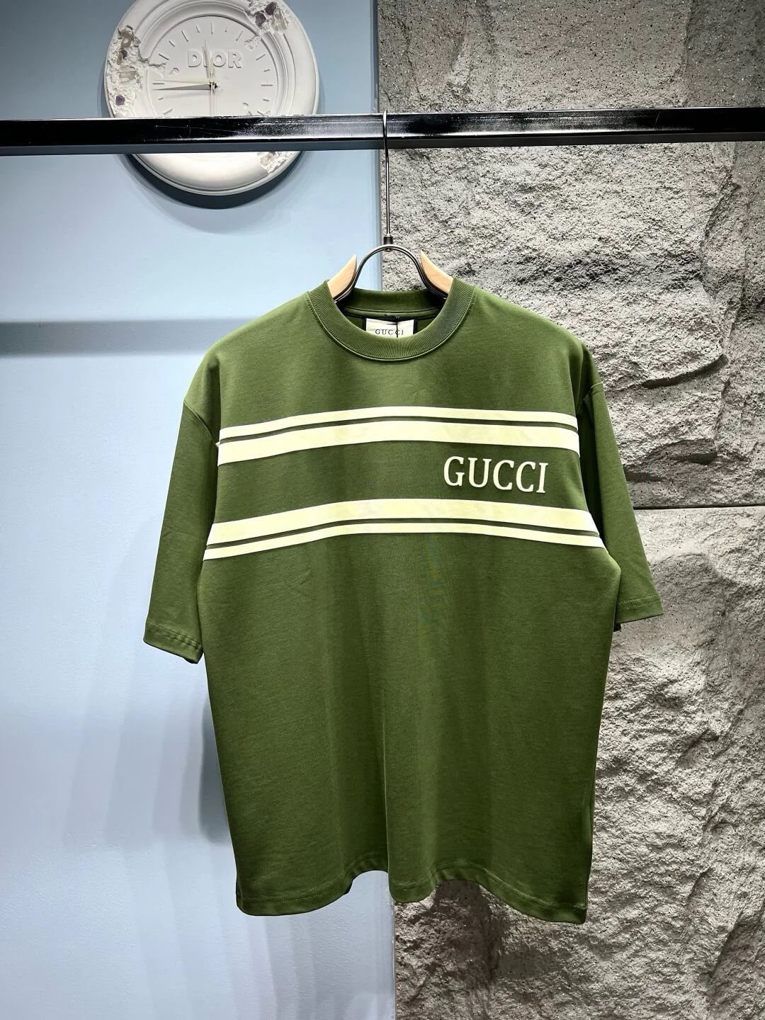 Letter Embroidered Striped T Shirt