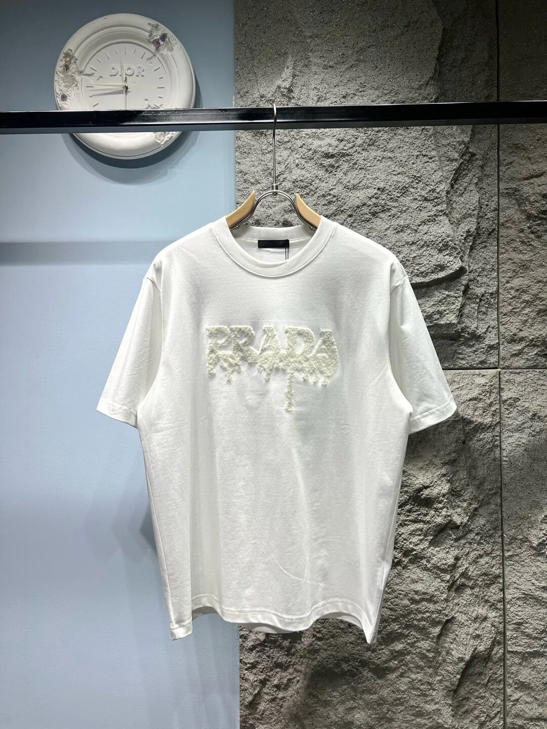 Jacquard Fuzzy Lettering T Shirt