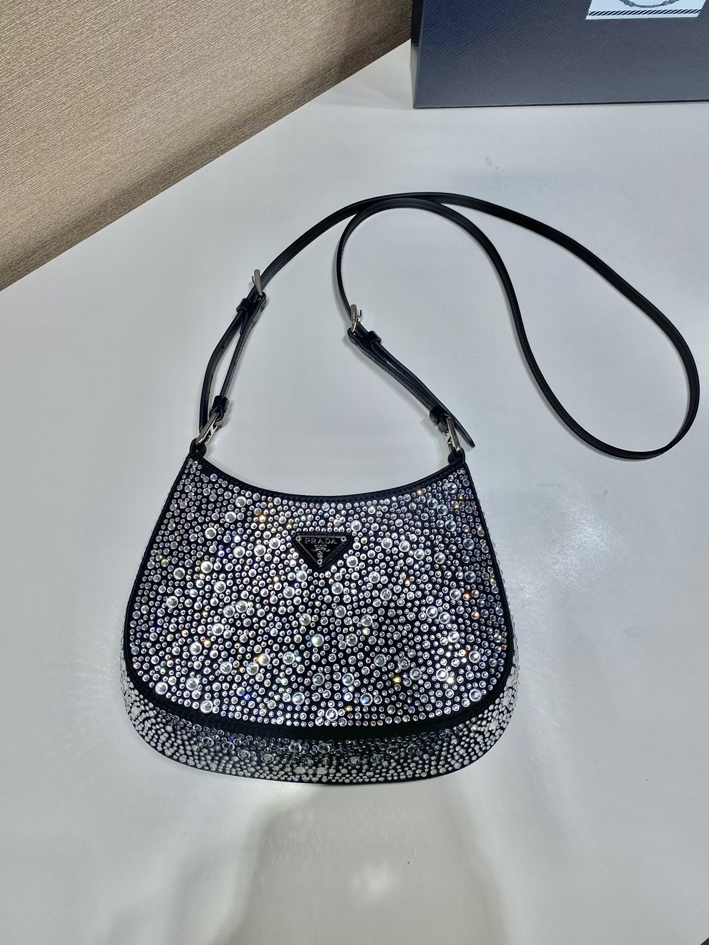 Pra*a Cleo Satin Bag With Crystals