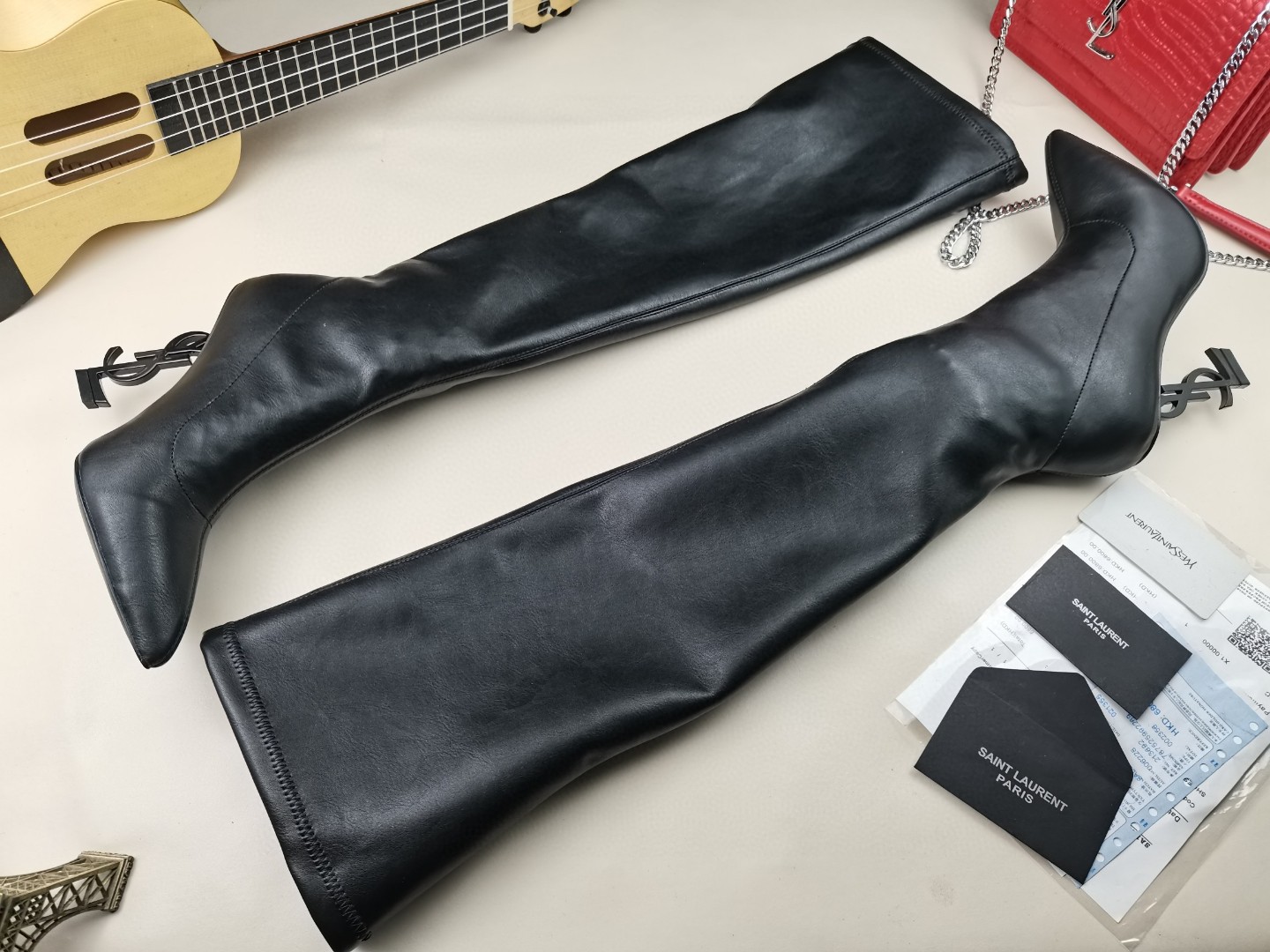 Y51 classic letter metal heel 22-inch boots, elastic boots Heel height: 10.5CM Size: 35-42 (41.42 custom-made, no return or exchange)