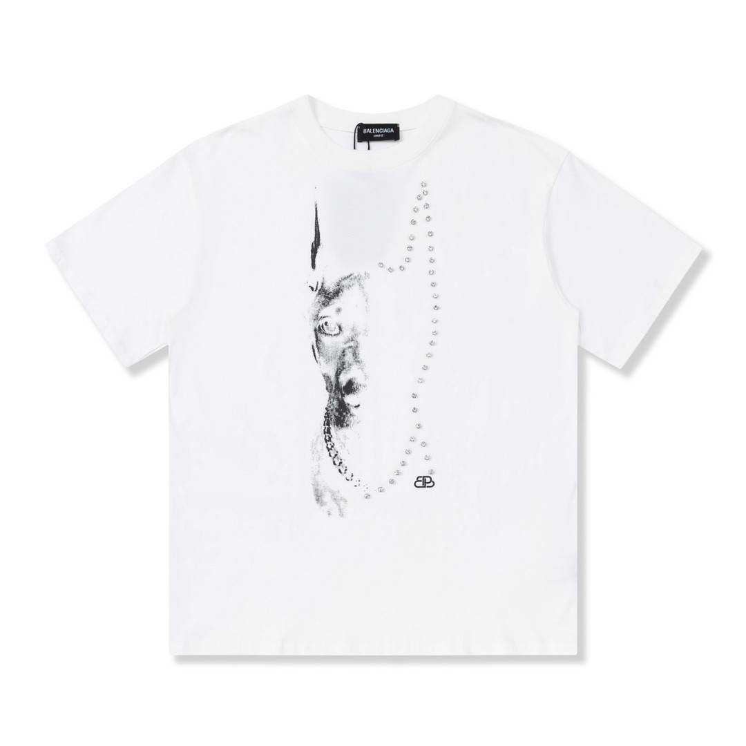 Ba1en*iaga 23Ss Drill Print Hound Design t-shirt