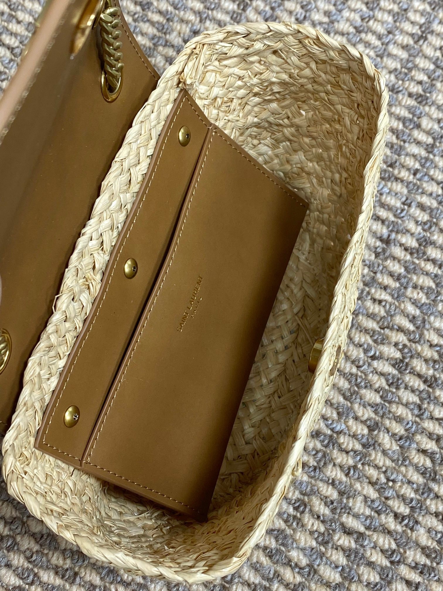 Yves Sa1nt Lau*nt straw mini MANON handmade model: 774269 size: 23x12x6