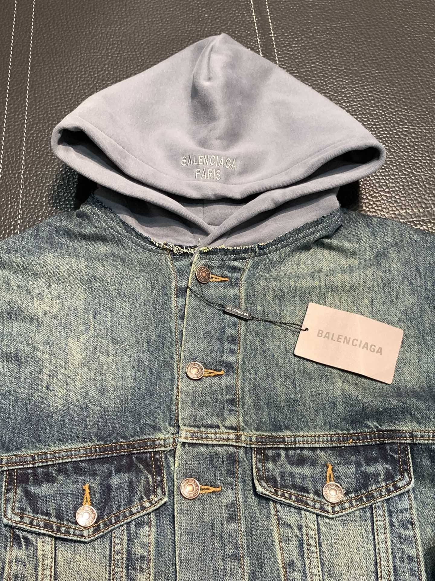 Ba1en*iaga hooded denim jacket