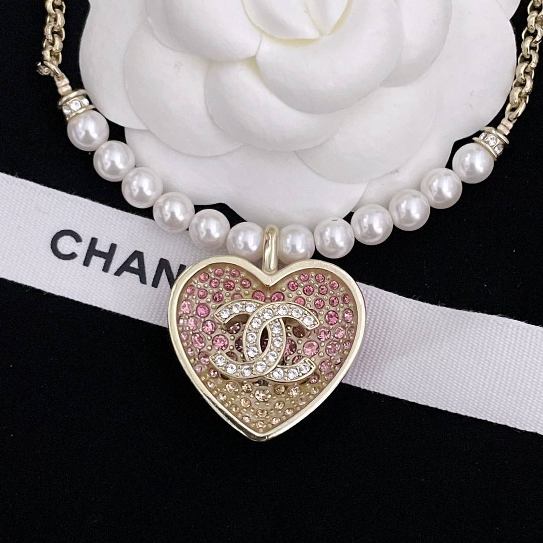 Ch**el Large Double Sided Heart Necklace